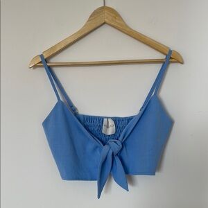Nightwalker Blue Tie-Front Crop Top Bra Top Tank Small